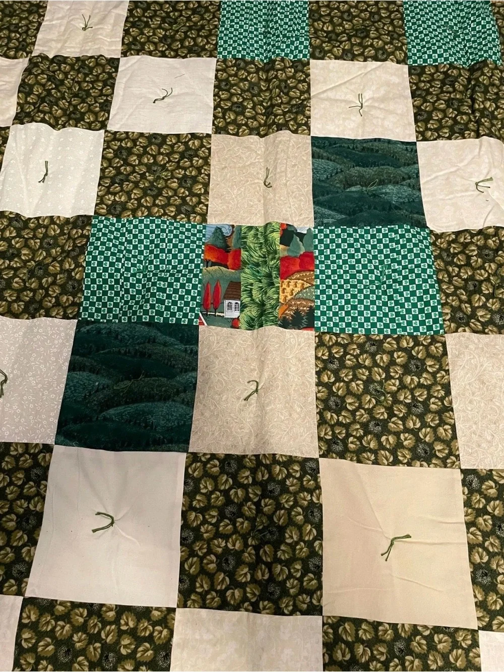 “Greens” Hand Made Quilt